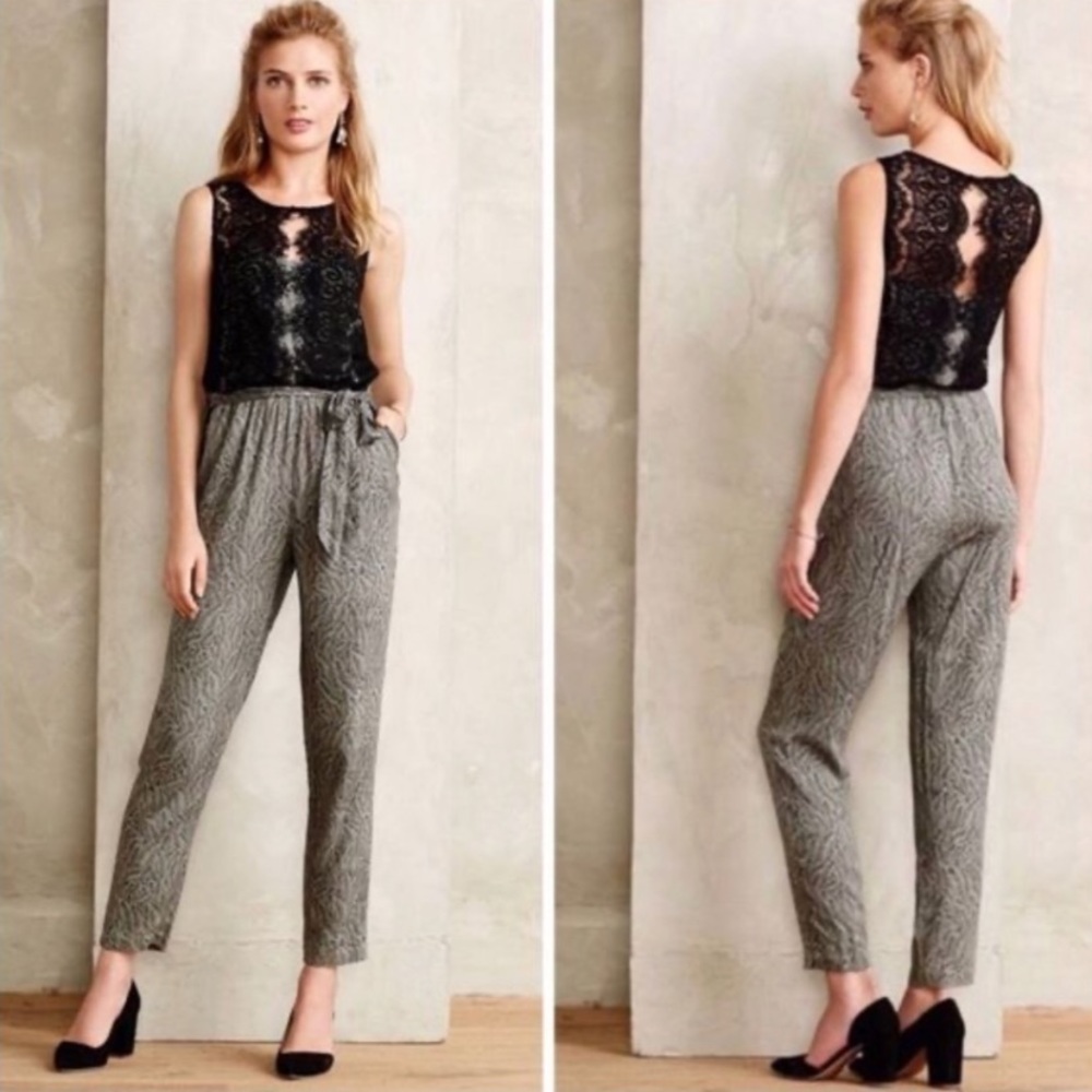 Anthropologie Elevenses Lace Medley Jumpsuit